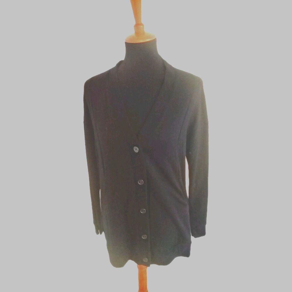 Beyond Yoga Womens Cardigan Sweater Sz XL Black Stretch Long Sleeve V-Neck